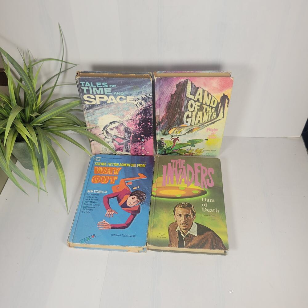 4 Vintage Science Fiction/Fantasy Whitman Books Way Out/Invaders/Land of Giants+